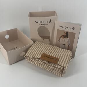 Wildbird Ring Sling Baby NAVA Tan White Striped Linen Single Layer 74in